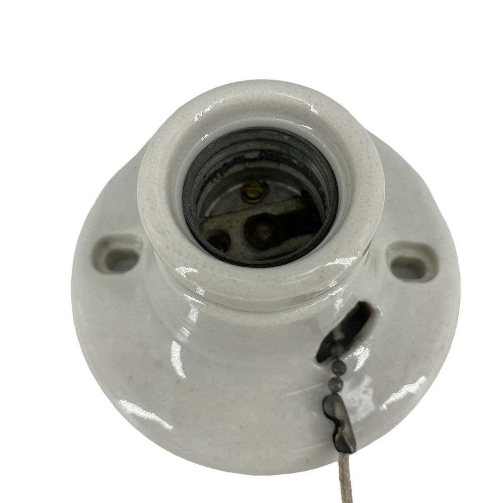 Vintage PAULDING Pull Chain Light Fixture Porcelain Wall Ceiling Mount 1621 250v